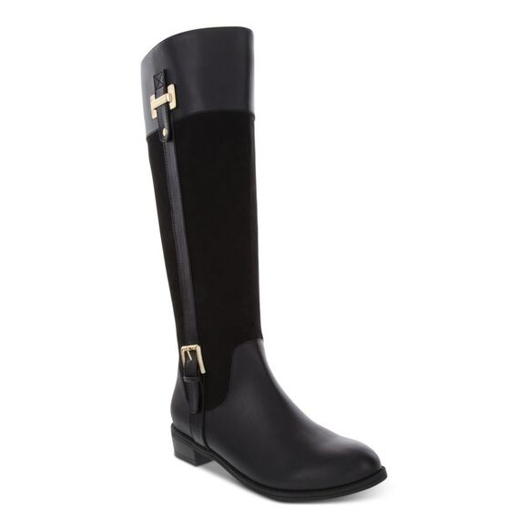 KAREN SCOTT Womens Black Buckled Strap Deliee 2 Toe Block Heel Riding Boot 5 M